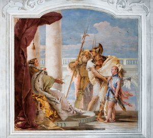 Aeneid呈现丘比特，伪装成Ascanius，来自Dido，来自Palazzo的Aeneid房间，1757年 作者 乔凡尼·巴蒂斯塔·提埃波罗