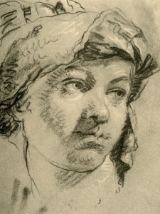 1928年，带头巾的女孩头，1928年 作者 乔凡尼·巴蒂斯塔·提埃波罗