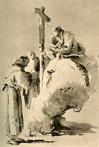 麦当娜与两个圣僧侣，18世纪中叶，1928年 作者 乔凡尼·巴蒂斯塔·提埃波罗