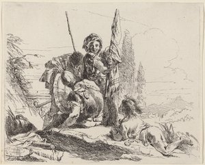 三个士兵和一个青年 作者 Giovanni Battista Tiepolo