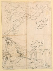 河神素描两幅 作者 Giovanni-Battista Tiepolo
