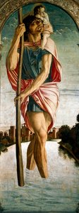 圣文森特-费雷尔（Vicent Ferrer，Vicente Ferrer）（1350-1419）的多面体。"圣克里斯托弗" 左边的面板。乔瓦尼-贝里尼（约1432-1516）dit il Giambellino 1464-1468太阳的木板画。167x67厘米 威尼斯，圣乔万尼教堂和P 作者 乔凡尼·贝里尼（Giovanni Bellini）