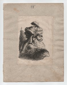 带头巾的土耳其人头像，约 1760 年（雕刻） 作者 乔瓦尼·贝内代托（Giovanni Benedetto，1609 64）（后）郎世宁