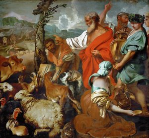 诺亚方舟 - 巴洛克风格:诺亚方舟上的动物们 par Castiglione, Giovanni Benedetto (1610-1665), 17世纪下半叶。布面油画，200x217.5。艺术历史博物馆，维埃纳 作者 乔凡尼·贝内代托·卡斯蒂廖内