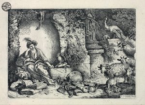 Circe将Odysseus的同伴转变为动物 作者 乔凡尼·贝内代托·卡斯蒂廖内