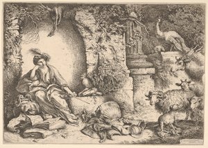 茜茜把尤利西斯的同伴们变成了野兽，1650-1651。 作者 乔凡尼·贝内代托·卡斯蒂廖内