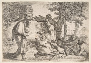 第欧根尼寻找一个诚实的人，约。 1645-47。 作者 乔凡尼·贝内代托·卡斯蒂廖内