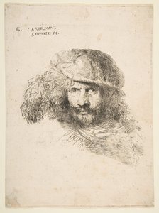 戴羽毛帽的男人的头，可能是贝尔尼尼，可能是自画像。 1645-1650。 作者 乔凡尼·贝内代托·卡斯蒂廖内