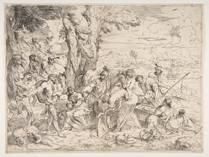 拉班（Laban）在雅各布（Jacobs）的财产中寻找偶像。 1635-40。 作者 乔凡尼·贝内代托·卡斯蒂廖内