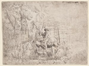 马背上的年轻牧羊人 作者 乔凡尼·贝内代托·卡斯蒂廖内
