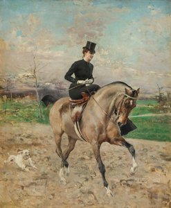 女骑士。 1878年，爱丽丝·雷诺（AliceRégnault）骑马。