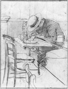 保罗Cesar Helleu在咖啡馆的一张桌上 作者 乔凡尼·博尔迪尼（Giovanni Boldini）