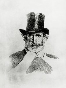 意大利作曲家朱塞佩-威尔第（1813-1901）的肖像，由乔万尼-波尔迪尼（1842-1931）绘制。 作者 乔凡尼·博尔迪尼（Giovanni Boldini）