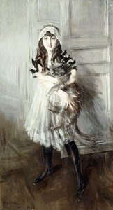约瑟芬娜·埃拉祖里兹抱着一只猫的肖像，1910年 作者 乔凡尼·博尔迪尼（Giovanni Boldini）