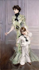 雨果夫人和她的儿子的画像，1924年 作者 乔凡尼·博尔迪尼（Giovanni Boldini）