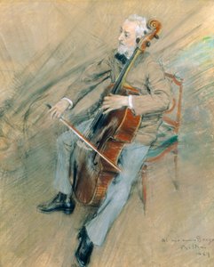 大提琴家加埃塔诺·布拉加的肖像 作者 乔凡尼·博尔迪尼（Giovanni Boldini）
