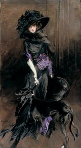 Portrait of the Marchesa Luisa Casati with a greyhound 作者 乔凡尼·博尔迪尼（Giovanni Boldini）