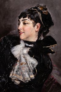 《拉斯蒂伯爵夫人坐在沙发上》，细节 作者 乔凡尼·博尔迪尼（Giovanni Boldini）