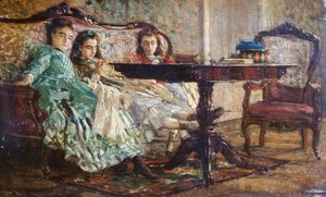 乔瓦尼-博尔迪尼（1842-1931）的《拉斯卡拉基姐妹》，木板油画 作者 乔凡尼·博尔迪尼（Giovanni Boldini）
