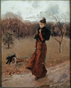 步行到那不勒斯公园（布面油画） 作者 乔凡尼·博尔迪尼（Giovanni Boldini）