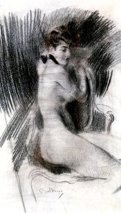 女人坐，c1920 作者 乔凡尼·博尔迪尼（Giovanni Boldini）