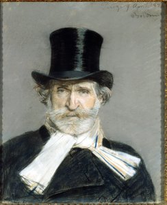 朱塞佩·威尔第 (Giuseppe Verdi) 的肖像，摄于 1886 年。朱塞佩·博尔迪尼 (Giuseppe Boldini) (1842-1931) 的画作。 罗马。 现代美术馆 作者 乔凡尼·博尔迪尼（Giovanni Boldini）