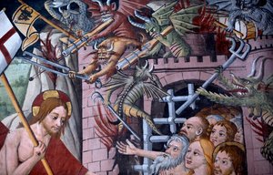 下降到地狱，c.1492（细节3702448） 作者 乔凡尼·卡纳维西奥（Giovanni Canavesio）
