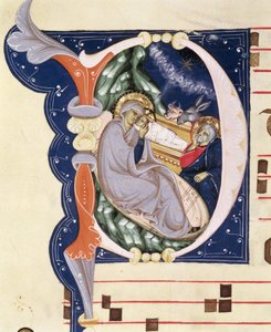 561 f.31v女士从14世纪初的San Jacopo di Ripoli修道院逐步开始描绘诞生的初始&39;D&39;