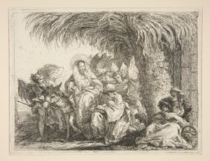 棕榈树下的圣洁家庭》，选自《飞往埃及》（Idee pittoresche sopra la fuga in Egitto）系列 作者 乔瓦尼·多梅尼科·蒂埃波罗