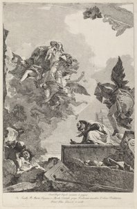 卡梅罗圣母出现在圣西门股票上 作者 Giovanni Domenico Tiepolo 在 Giovanni Battista Tiepolo 之后
