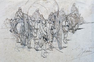 行进中的物资车队 作者 乔凡尼·法托里（Giovanni Fattori）
