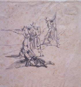 四名士兵在行动 作者 乔凡尼·法托里（Giovanni Fattori）