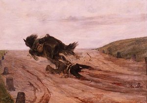 男子被马镫绊倒 作者 乔凡尼·法托里（Giovanni Fattori）