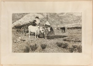 牛和马车（马雷马） 作者 乔凡尼·法托里（Giovanni Fattori）