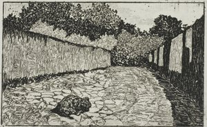 佛罗伦萨郊外的小街与小狗 作者 乔凡尼·法托里（Giovanni Fattori）