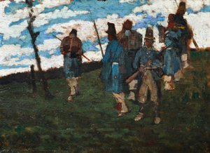 59 年的士兵，约 1859 年（木板油画） 作者 乔凡尼·法托里（Giovanni Fattori）
