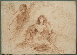 出现在夏甲和以实玛利的天使，c.1653（红粉笔）