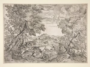 河边三人风景图