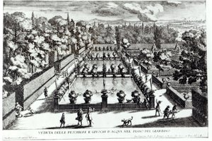 Villa dEste，Tivoli的鱼塘，来自Le Fontane的Giovanni Battista Falda（c.1648-1787），1689年出版 作者 乔凡尼·弗朗切斯科·文图里尼