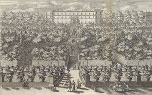 从花园平面图看宫殿及其喷泉......，1691年或以后。 作者 乔凡尼·弗朗切斯科·文图里尼
