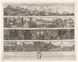 Optocht om Rome vrij te maken van de pest
下令由H.H. PP. Alesandro VII. et emin.mi SS. card.li della S. congr.me della sanita的父石进行普惠性的勤奋和修缮，使罗马城免受传染（标题上的或 作者 乔瓦尼·贾科莫·德罗西