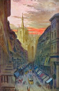 米兰 / Milan: Corso Vittorio Emanuele II（彩色石版印刷）
