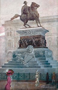 米兰 / 米兰：维克多-埃马努埃尔二世纪念碑（彩色石版画）