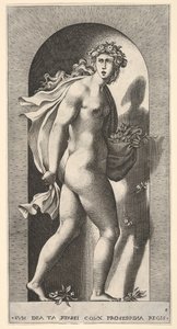 图8：Prosperpina，站在一个小生境中，向右转，同时保持住地幔……，1526年。 作者 乔凡尼·雅各布·卡拉格里奥