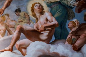 阿波罗众神会议 "1624-1625 年壁画细部。 作者 乔凡尼·兰弗兰科（Giovanni Lanfranco）