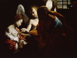 圣-阿加莎在狱中受到圣-彼得和天使的照顾，约1614年