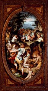 The discovery of glass. The preparation of a banquet. (Painting