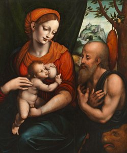 圣母子与圣杰罗姆 作者 Giovanni Pietro Rizzoli (attr. to) Giampietrino
