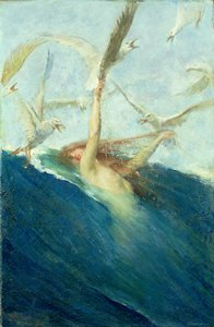 美人鱼被海鸥袭击 作者 Giovanni Segantini