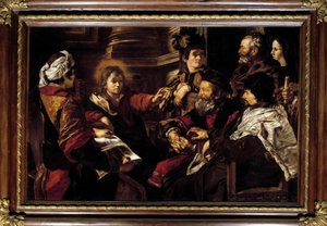 基督和医生乔瓦尼·塞罗丁（Giovanni Serodine，1600-1630 年）17 世纪的绘画作品。 1,45x2,24 m 巴黎，卢浮宫
